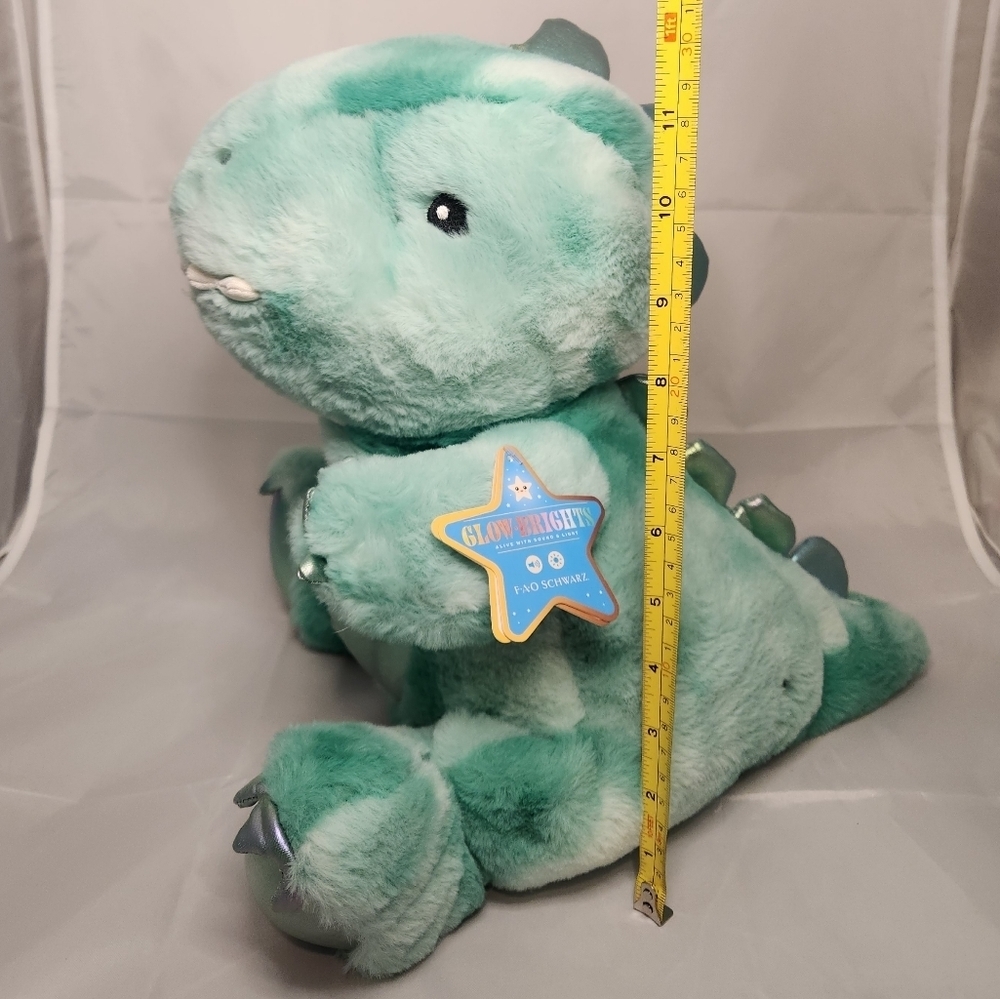12" FAO Schwarz Glow Brights LED with Sound Dinosaur Toy Plush - Picture 7 of 15